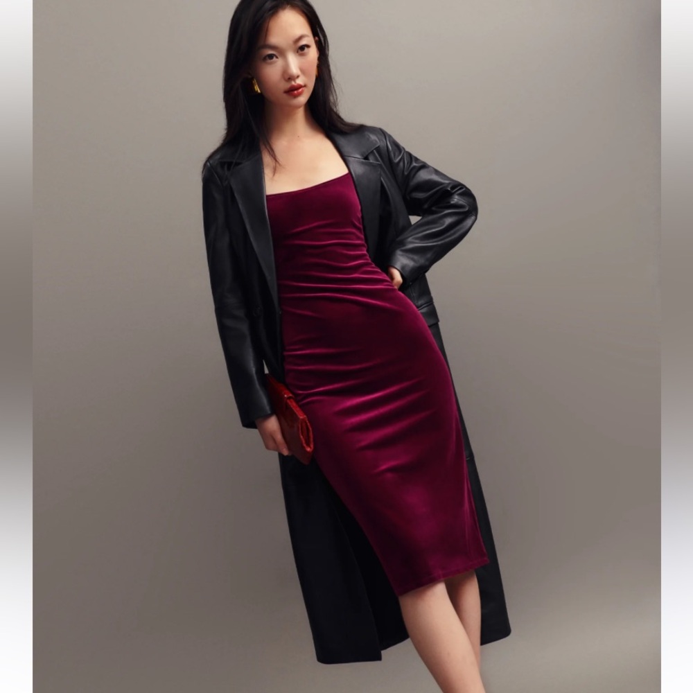 Reformation Merel Chianti Velvet Dress Stretch Size XL - Picture 5 of 13